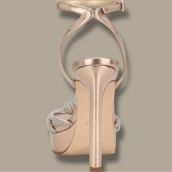 NWOT Nine West ‘Wowzz Platform Dress Sandals’ in “Bronze Crystal” Size 11 - Picture 2 of 16